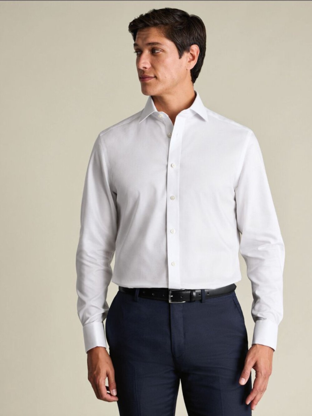 Charles Tyrwhitt Non-Iron Stretch Greenwich Weave Shirt, White, 15.5" Slim Fit‎ - Picture 4 of 7